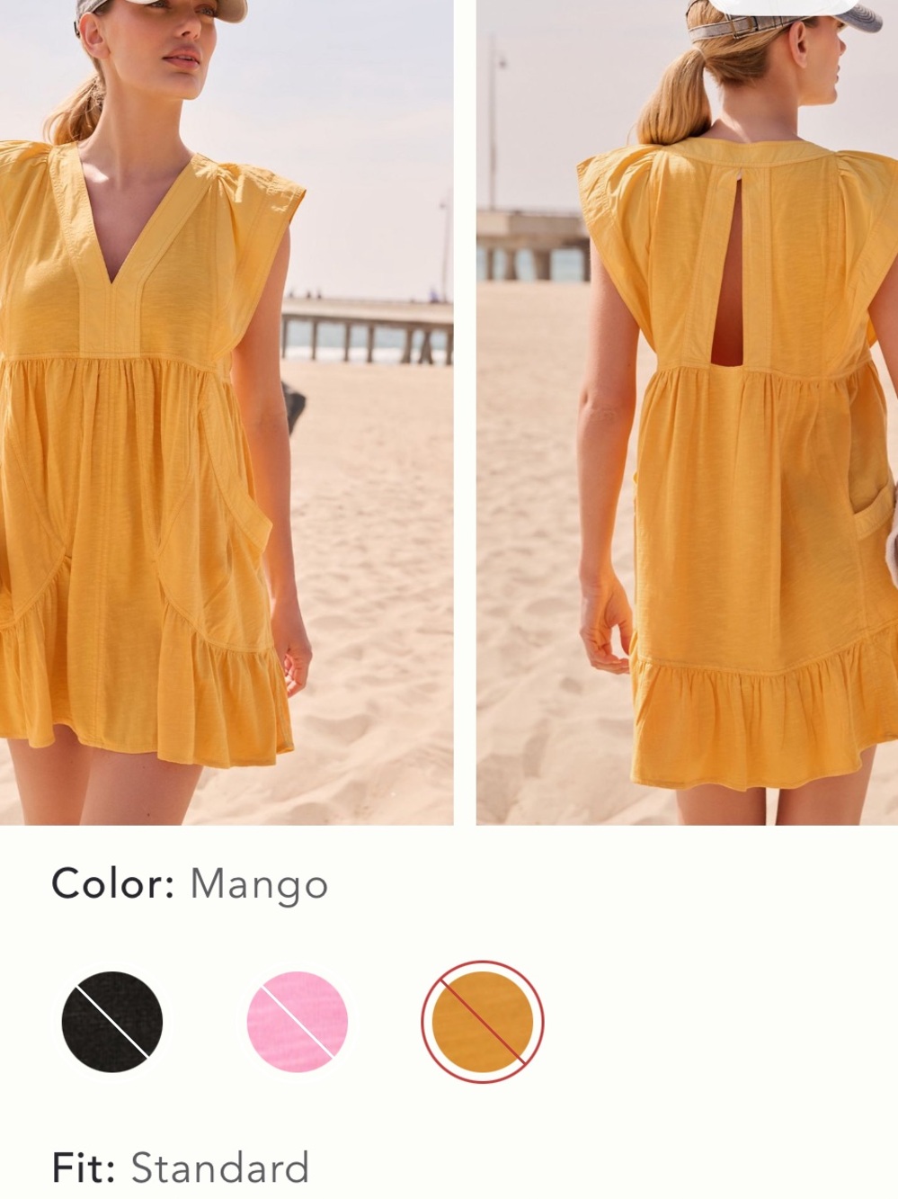 Daily Practice by Anthropologies Mango Yellow V-Neck Ruffle Beach Dress
